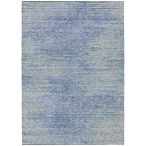 9' X 12' Denim Blue And Sky Blue Abstract Washable Indoor Outdoor Area Rug