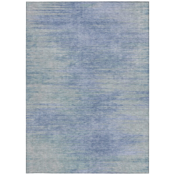 9' X 12' Denim Blue And Sky Blue Abstract Washable Indoor Outdoor Area Rug