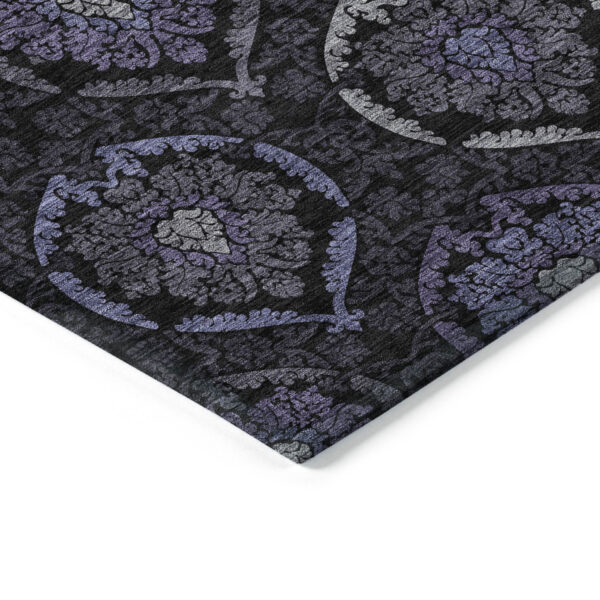 10' X 14' Purple Charcoal And Gray Medallion Washable Indoor Outdoor Area Rug