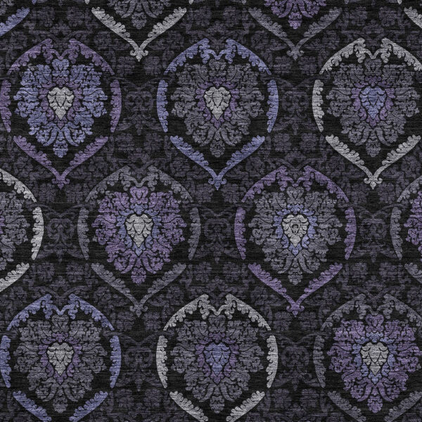 10' X 14' Purple Charcoal And Gray Medallion Washable Indoor Outdoor Area Rug