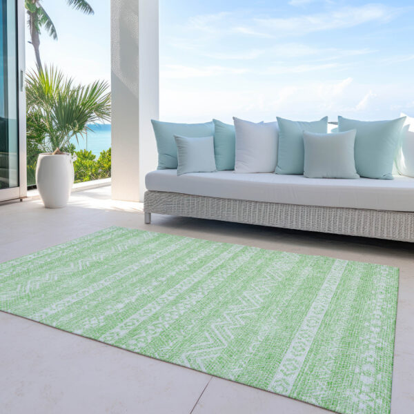 8' X 10' Lime Green And Green Southwestern Washable Indoor Outdoor Area Rug