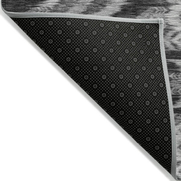 5' X 8' Black Charcoal And Silver Southwestern Washable Indoor Outdoor Area Rug