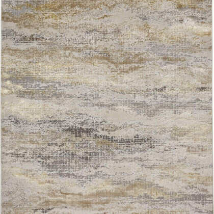 5' X 8' Gold Gray And Ivory Abstract Stain Resistant Area Rug
