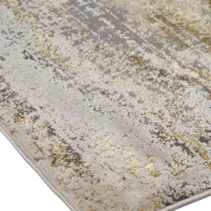 5' X 8' Gold Gray And Ivory Abstract Stain Resistant Area Rug