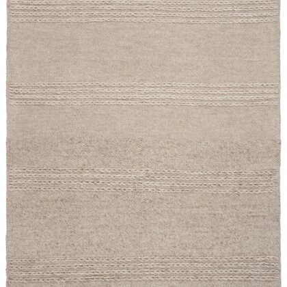5' X 8' Natural Plain Wool Indoor Area Rug With Fringe