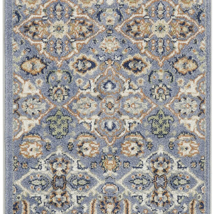 8' Green and Ivory Floral Power Loom Runner Rug
