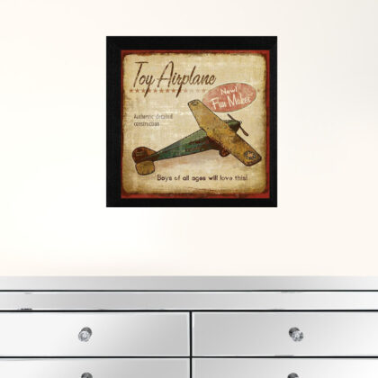 Toy Airplane Black Framed Print Wall Art