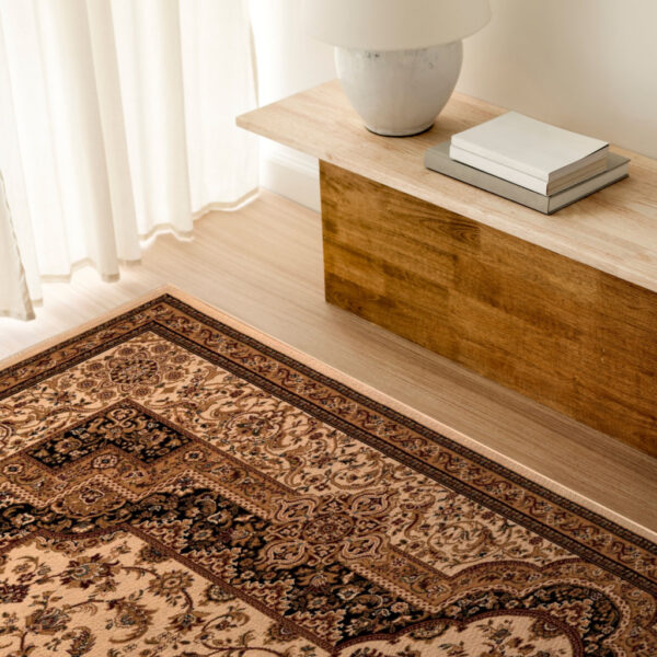 4’ x 6’ Cream and Black Decorative Area Rug