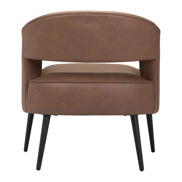 27" Brown And Black Faux Leather And Upholstered Club Chair