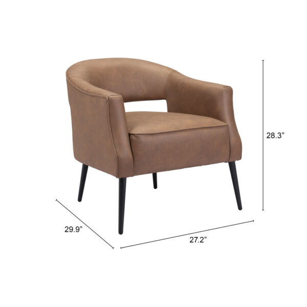27" Brown And Black Faux Leather And Upholstered Club Chair