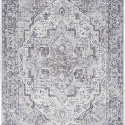5' X 7' Blue And Pink Floral Power Loom Distressed Washable Area Rug