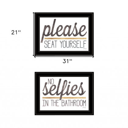Set Of Two No Selfies When Seated 2 Black Framed Print Wall Art