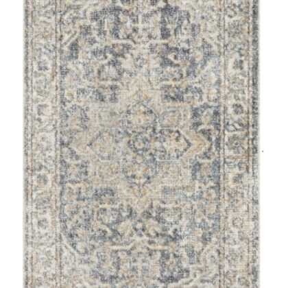 10' Gray Oriental Power Loom Washable Runner Rug