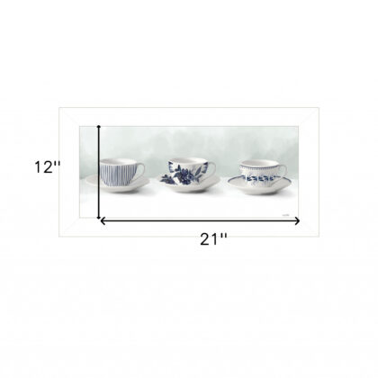Cups & Saucers 1 White Framed Print Wall Art