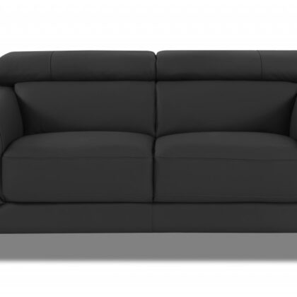 Two Piece Indoor Dark Gray Italian Leather Five Person Seating Set