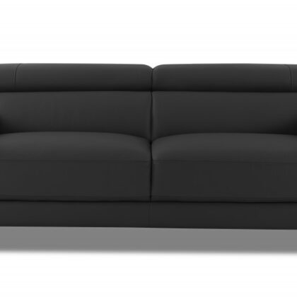 Two Piece Indoor Dark Gray Italian Leather Five Person Seating Set