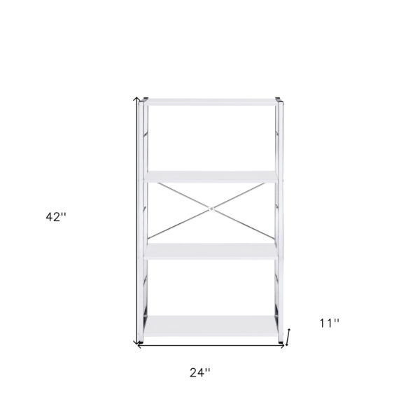 White Metal Four Tier Etagere Bookcase