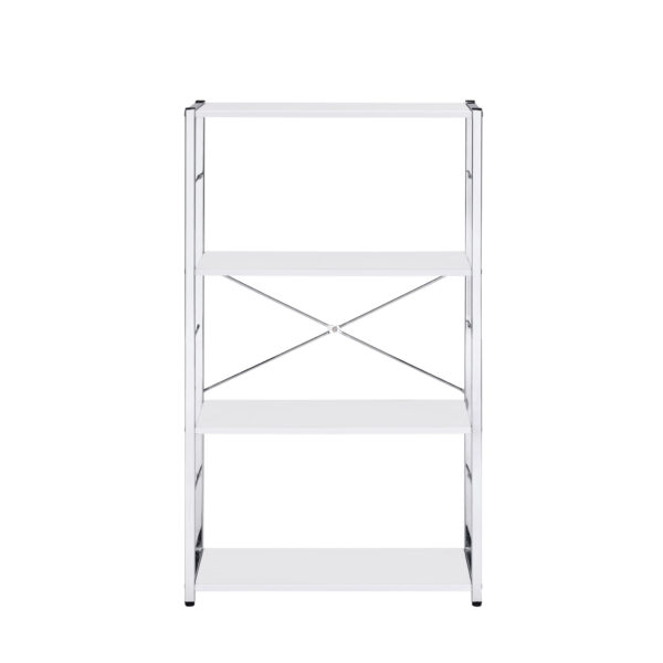 White Metal Four Tier Etagere Bookcase