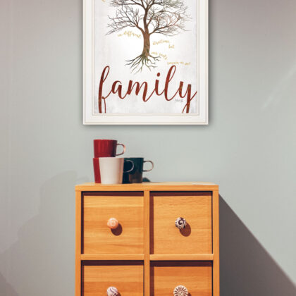 Family Tree 1 White Framed Print Wall Art