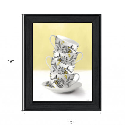 Time For Tea Yellow 2 Black Framed Print Wall Art
