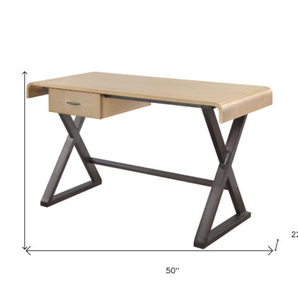 50" Gold and Black Aluminum Writing Desk