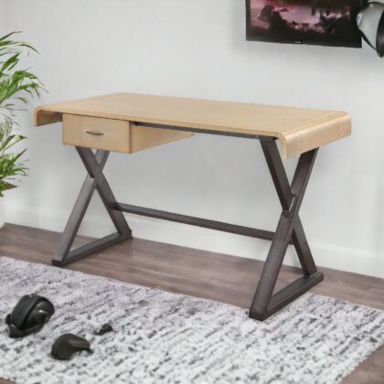 50" Gold and Black Aluminum Writing Desk