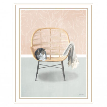 Happy Cat 2 White Framed Print Wall Art