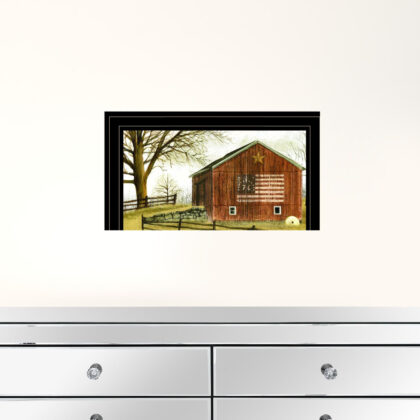 Flag Barn 3 Black Framed Print Wall Art