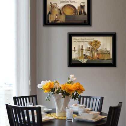 Set Of Two May Our Hearts Be Warm 2 Black Framed Print Kitchen Wall Art