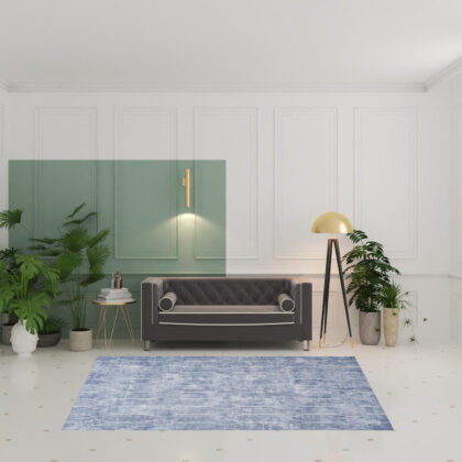 6' x 9' Blue and Off White Geometric Power Loom Washable Area Rug