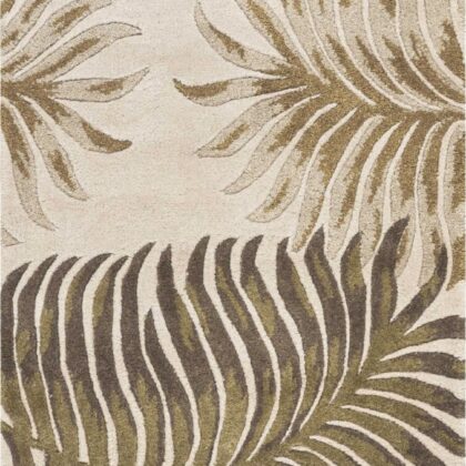 2' X 8' Natural Fern Leaves Wool Runner Rug