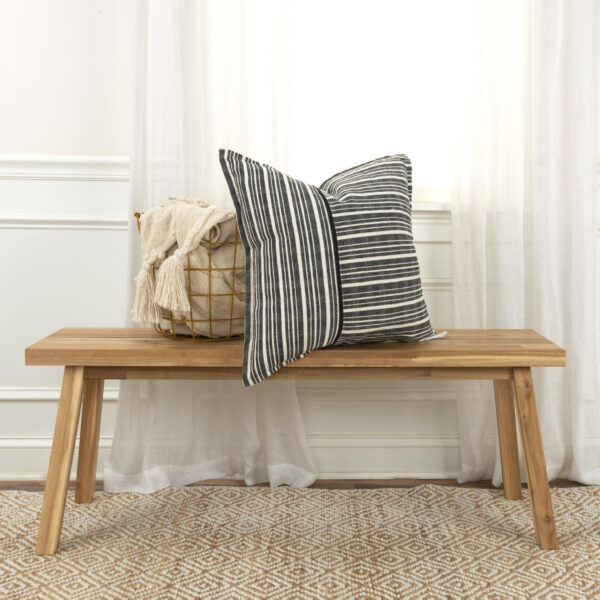 20" Black and White Cotton Pillow With Embroidery Edges