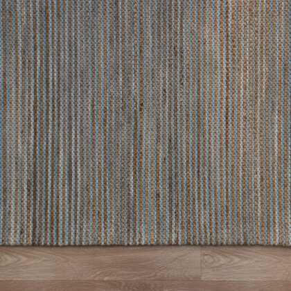 9' x 12' Blue Striped Hand Woven Area Rug