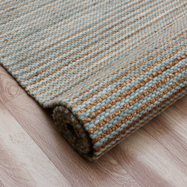 9' x 12' Blue Striped Hand Woven Area Rug