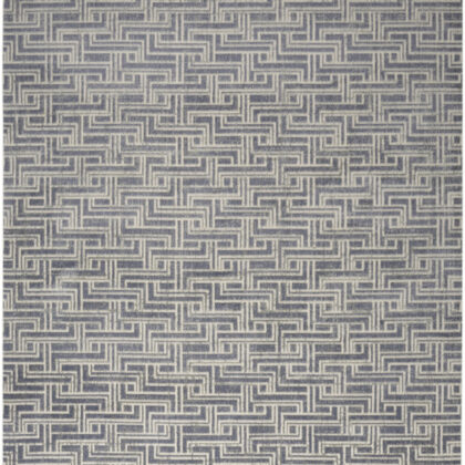 8' x 10' Blue Geometric Distressed Area Rug