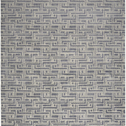 8' x 10' Blue Geometric Distressed Area Rug