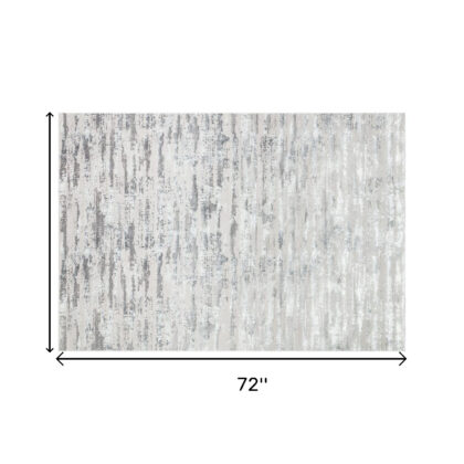 4' x 6' Silver Abstract Washable Non Skid Area Rug