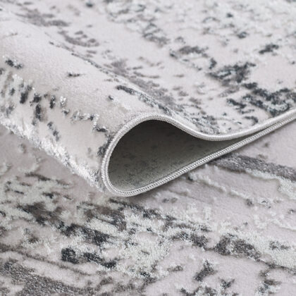 4' x 6' Silver Abstract Washable Non Skid Area Rug