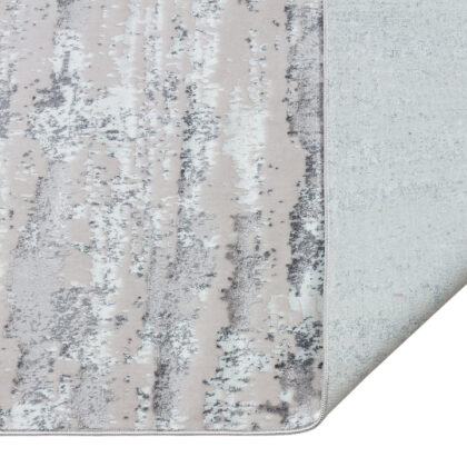 4' x 6' Silver Abstract Washable Non Skid Area Rug