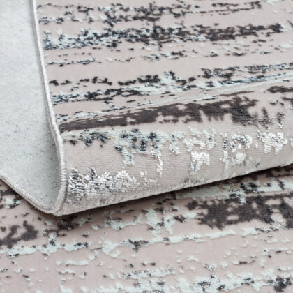 4' x 6' Silver Abstract Washable Non Skid Area Rug