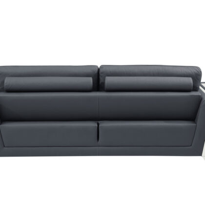 Two Piece Indoor Dark Gray Italian Leather Five Person Seating Set