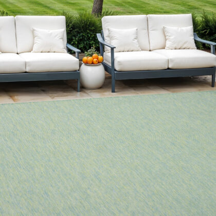 8' X 10' Blue and Green Indoor Outdoor Area Rug