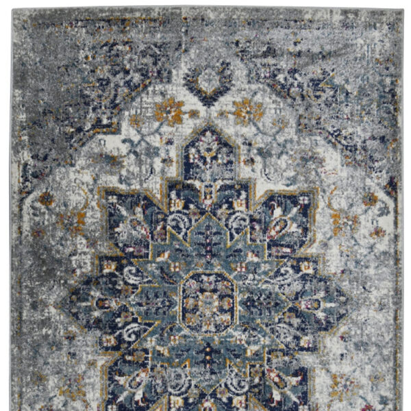 8' Gray Medallion Power Loom Runner Rug