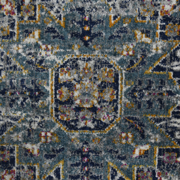 8' Gray Medallion Power Loom Runner Rug