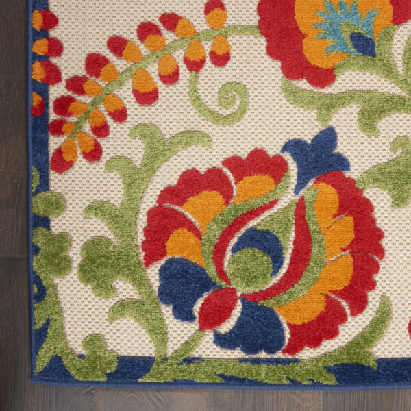 12' X 15' Ivory Blue and Orange Indoor Outdoor Area Rug