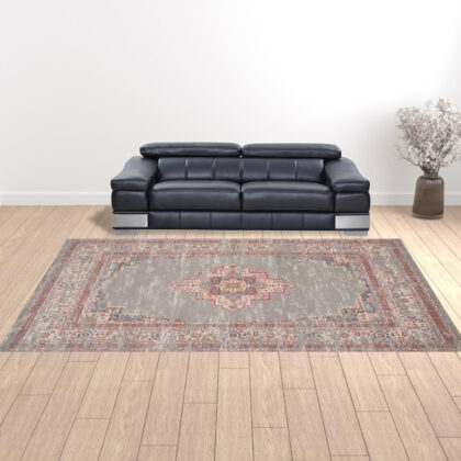 10' x 14' Blue Moroccan Power Loom Distressed Area Rug
