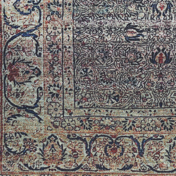 4' x 6' Ivory Blue and Gray Oriental Power Loom Distressed Washable Non Skid Area Rug