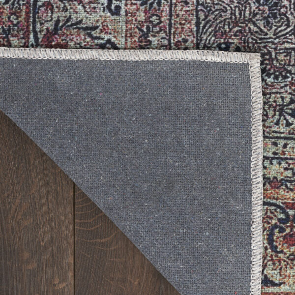 4' x 6' Ivory Blue and Gray Oriental Power Loom Distressed Washable Non Skid Area Rug