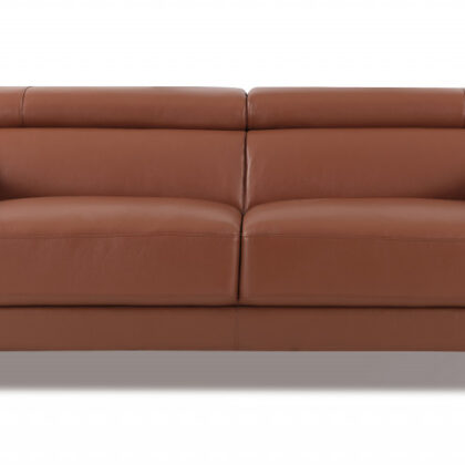Two Piece Indoor Camel Italian Leather Five Person Seating Set