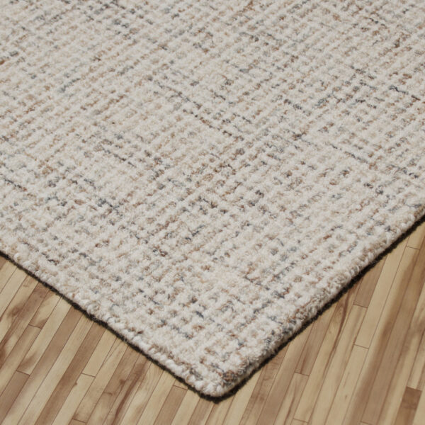 8' Runner Beige and Brown Wool Abstract Hand Tufted Runner Rug